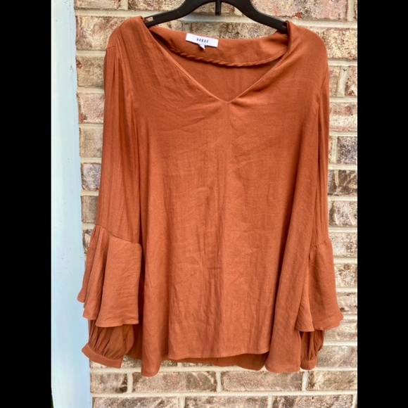 Rust Brown Bell Sleeve Boho RO&DE Top - Picture 5 of 6